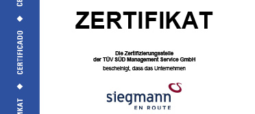 Siegmann Deutschland GmbH - ISO-Zertifikat